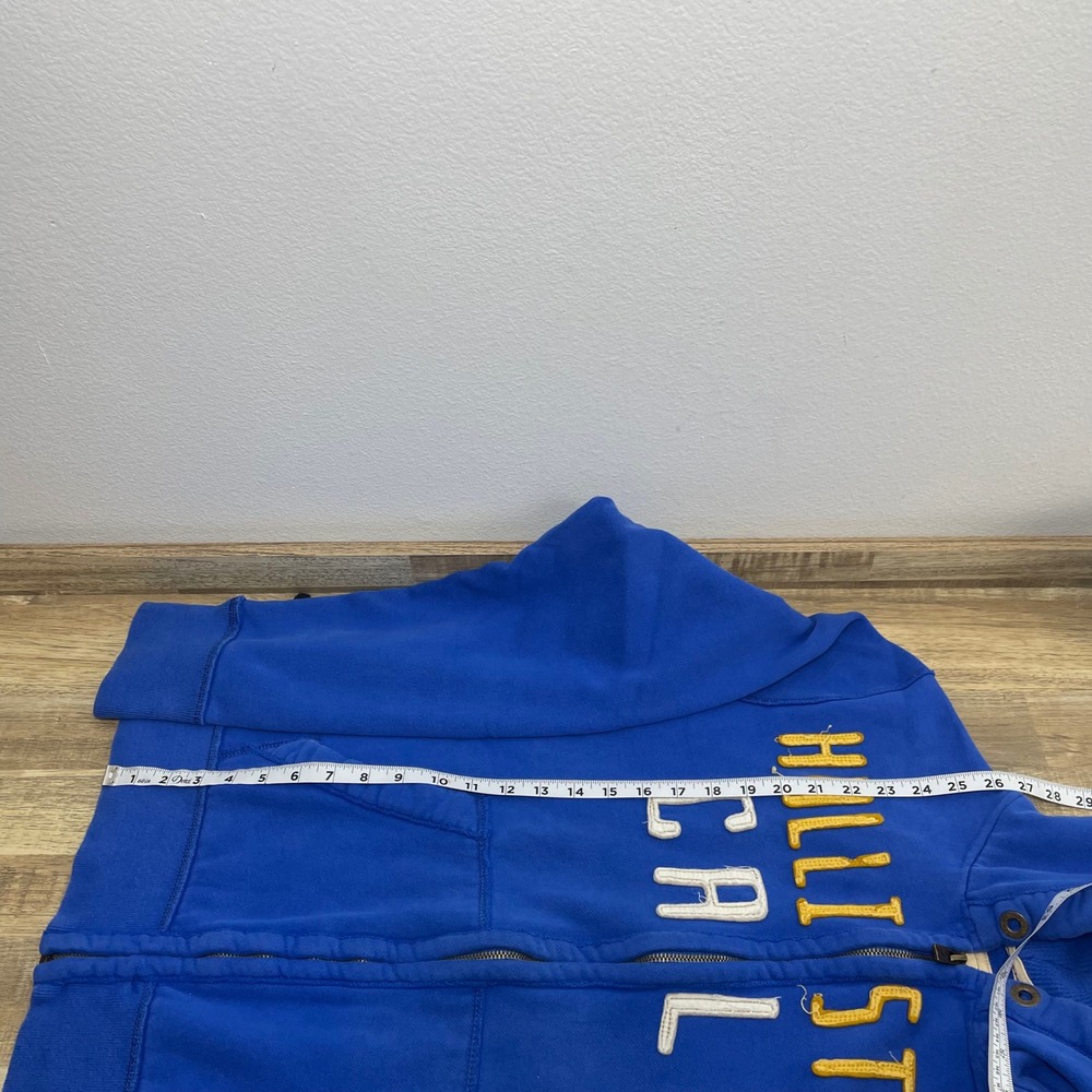 Hollister Cali Logo Full Zip Fleece Hoodie Long Sleeve Mens XL Blue READ - Picture 8 of 8